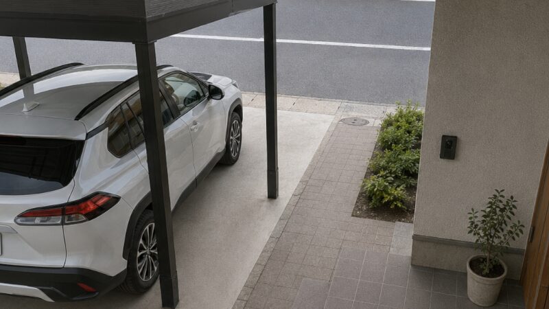 カーポートの車を見守る防犯カメラ設置イメージ